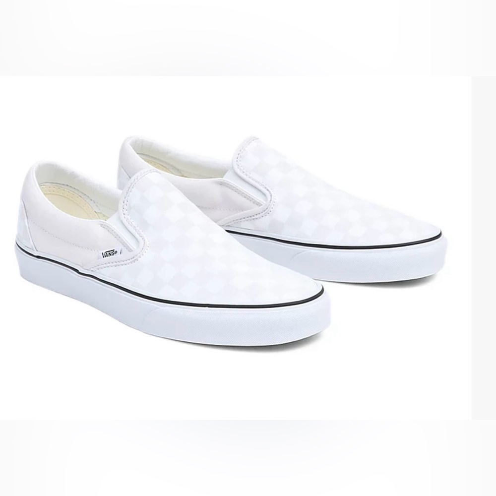 Vans White Checkered Slip-On Shoes